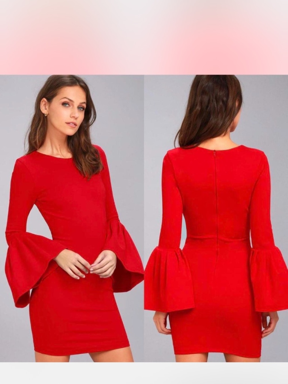Lulus Red Bell Sleeve Kimono Bodycon Dress XS